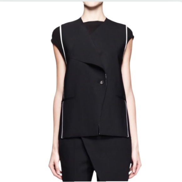 HELMUT LANG Origami Vest Wool Jersey Black Raw Edge Drape Size Large - Picture 2 of 13